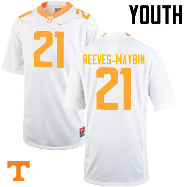 Youth #21 Jalen Reeves-Maybin Tennessee Volunteers College Football Jerseys-White - Click Image to Close